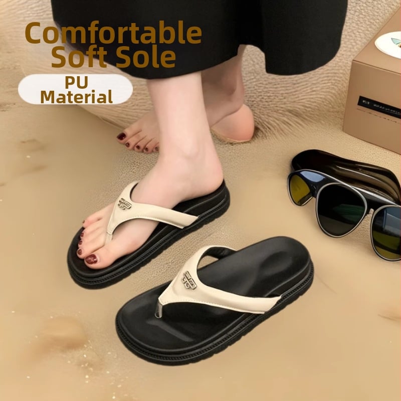 Női vastag talpú flip-flopok, PU felület, PU belső, TPE talp, Herringbone minta, szabadidős stílus, strandsandálok (2025 nyár)