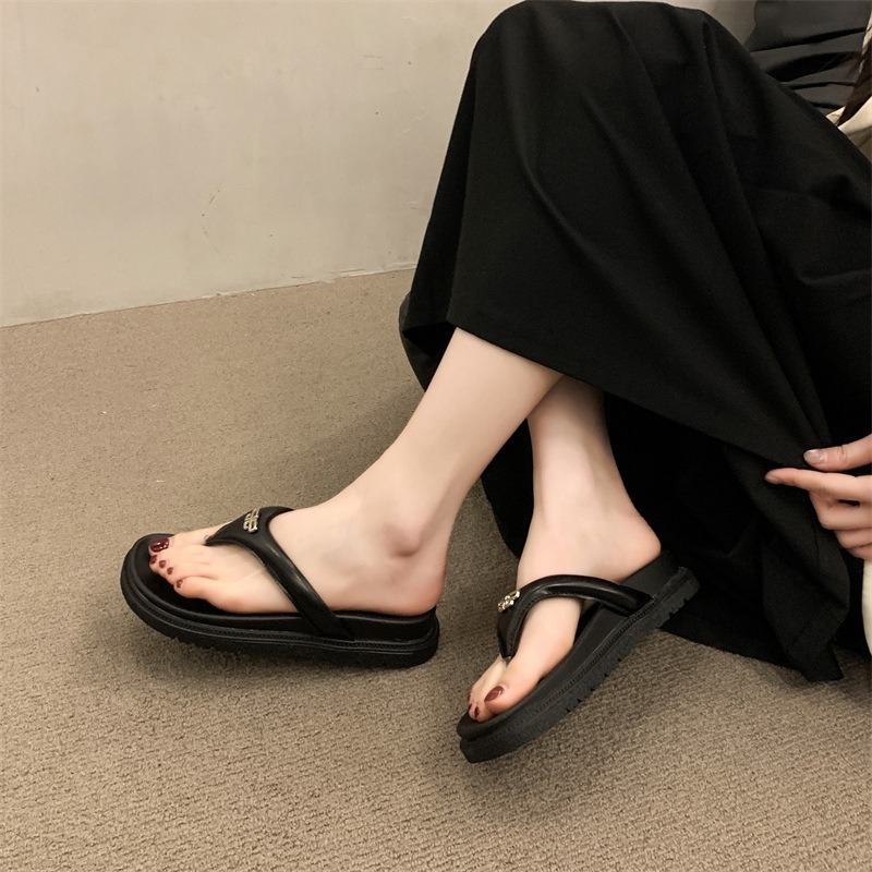 Női vastag talpú flip-flopok, PU felület, PU belső, TPE talp, Herringbone minta, szabadidős stílus, strandsandálok (2025 nyár)