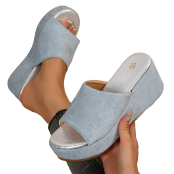 Γυναικείες Παντόφλες Πλατφόρμα Slip-On – Βελούρι Άνω, Καουτσούκ Σόλα, Κυκλική Μύτη, Χωρίς Επένδυση, Στυλ Ευρώπη-Αμερική, Φθινόπωρο 2025