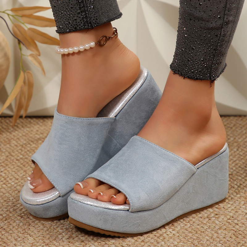 Női platformos slip-on papucs – velúr felsőrész, gumitalp, kerek orr, belső nélkül, Európa–Amerika stílus, 2025 ősz