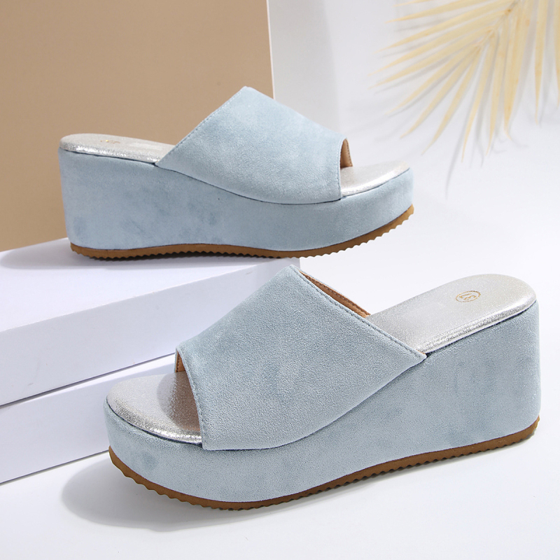 Női platformos slip-on papucs – velúr felsőrész, gumitalp, kerek orr, belső nélkül, Európa–Amerika stílus, 2025 ősz