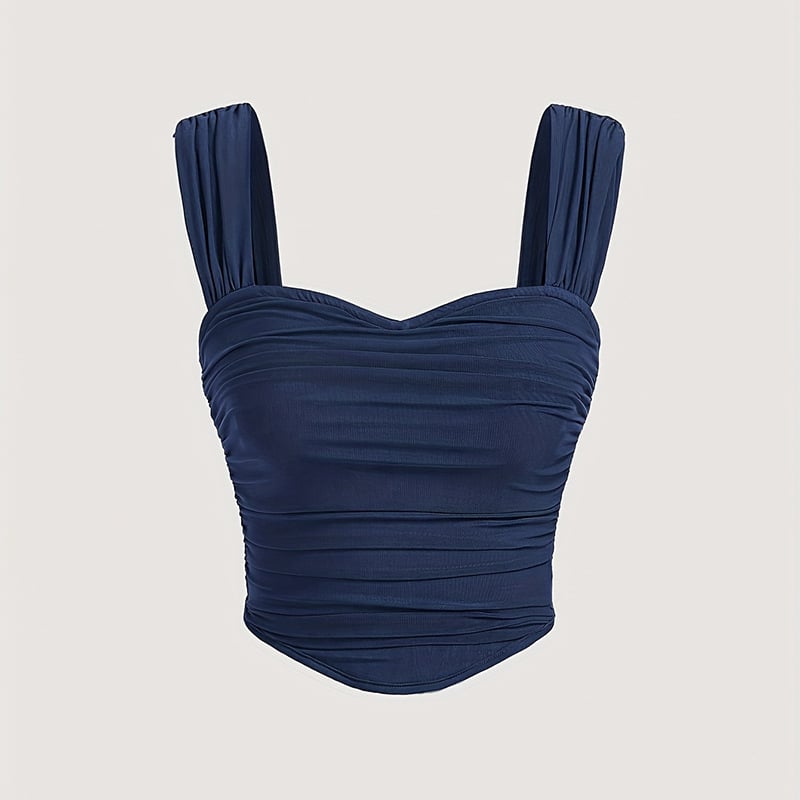 Bez piedurknēm top ar špagetu siksnām - Slim Fit - īss garums 40–50 cm - poliestera audums - literārais retro stils