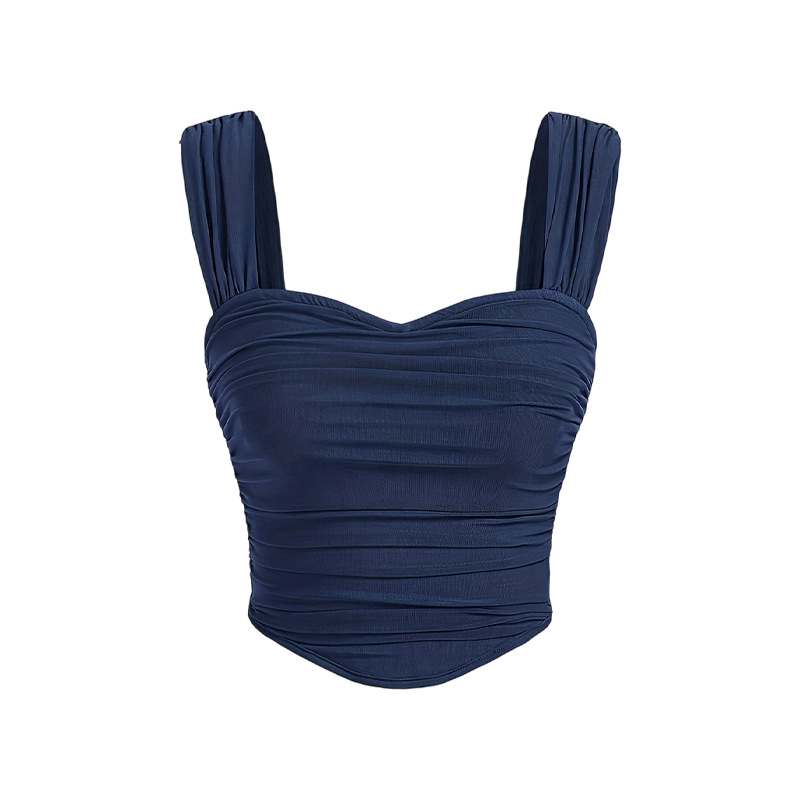 Bez piedurknēm top ar špagetu siksnām - Slim Fit - īss garums 40–50 cm - poliestera audums - literārais retro stils