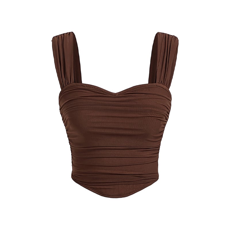 Bez piedurknēm top ar špagetu siksnām - Slim Fit - īss garums 40–50 cm - poliestera audums - literārais retro stils