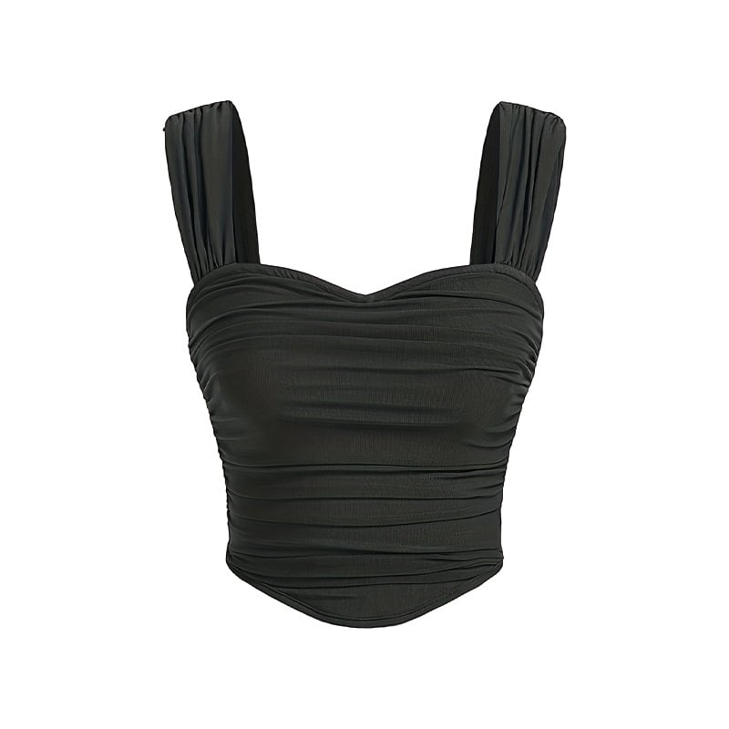 Bez piedurknēm top ar špagetu siksnām - Slim Fit - īss garums 40–50 cm - poliestera audums - literārais retro stils