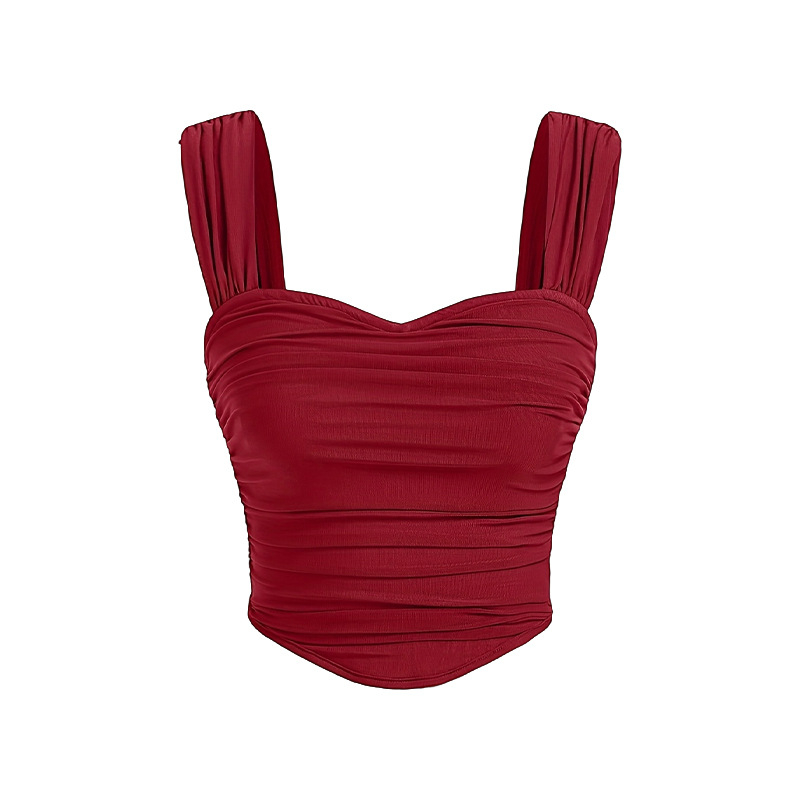 Bez piedurknēm top ar špagetu siksnām - Slim Fit - īss garums 40–50 cm - poliestera audums - literārais retro stils