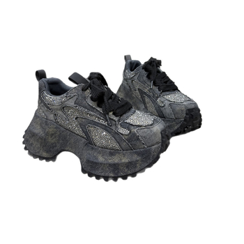 Sieviešu sporta apavi Dad Shoes stilā – augšējā daļa no mikrošķiedras, apaļa purngala, augsts 3–7 cm, šņorēšana, EVA iekšzole