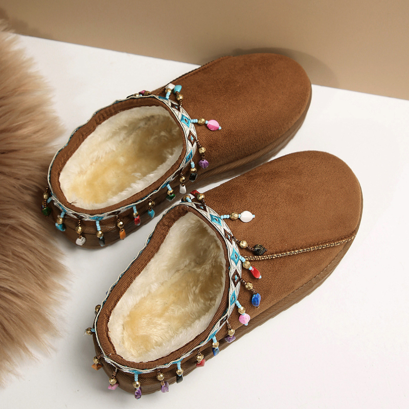 Velūra ziemas mule kurpes ar gumijas zoli, apaļa purngala, pūkaina odere, 2025 rudens