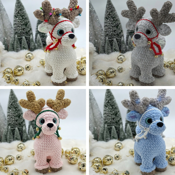 Χειροποίητη κούκλα πλέξιμο - ακρυλικό νήμα σε μπάλες, ημι-γουορστντ πλέξιμο, DIY διακόσμηση χριστουγεννιάτικου δέντρου (Δράκος & Ελάφι), προσαρμόσιμη