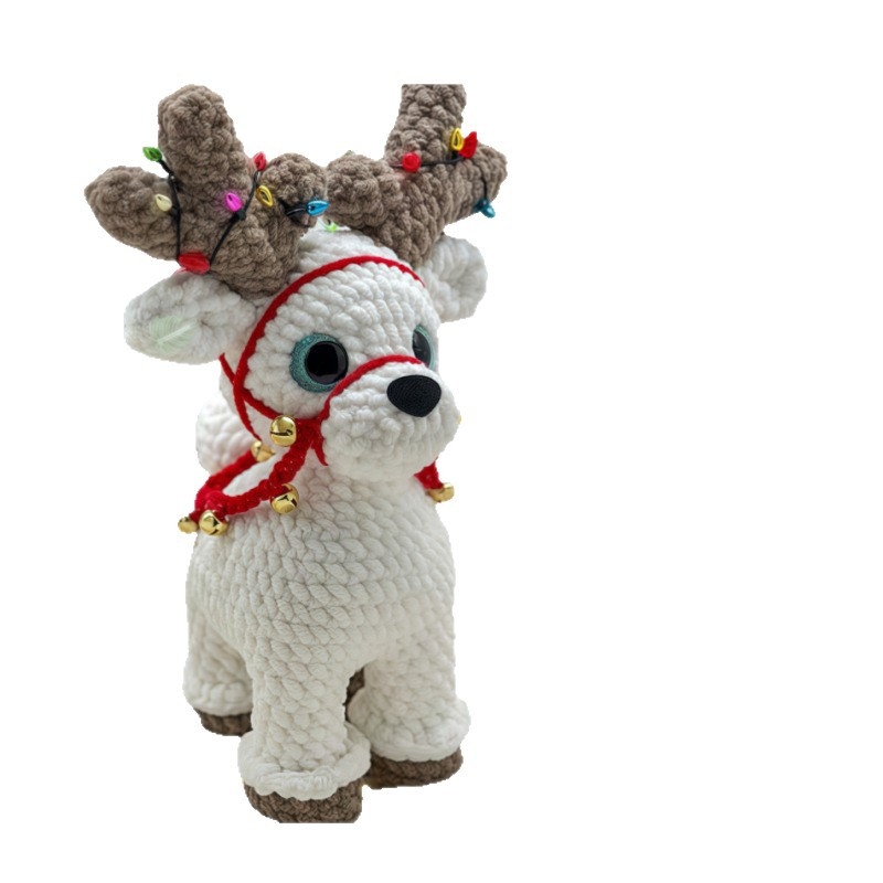 Χειροποίητη κούκλα πλέξιμο - ακρυλικό νήμα σε μπάλες, ημι-γουορστντ πλέξιμο, DIY διακόσμηση χριστουγεννιάτικου δέντρου (Δράκος & Ελάφι), προσαρμόσιμη