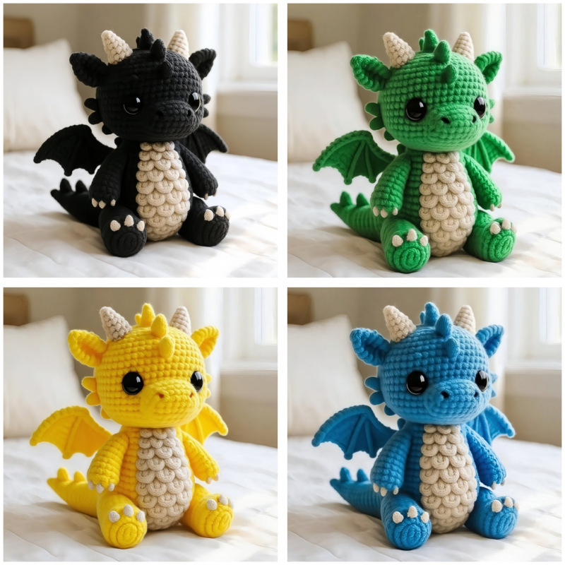 Χειροποίητη κούκλα πλέξιμο - ακρυλικό νήμα σε μπάλες, ημι-γουορστντ πλέξιμο, DIY διακόσμηση χριστουγεννιάτικου δέντρου (Δράκος & Ελάφι), προσαρμόσιμη