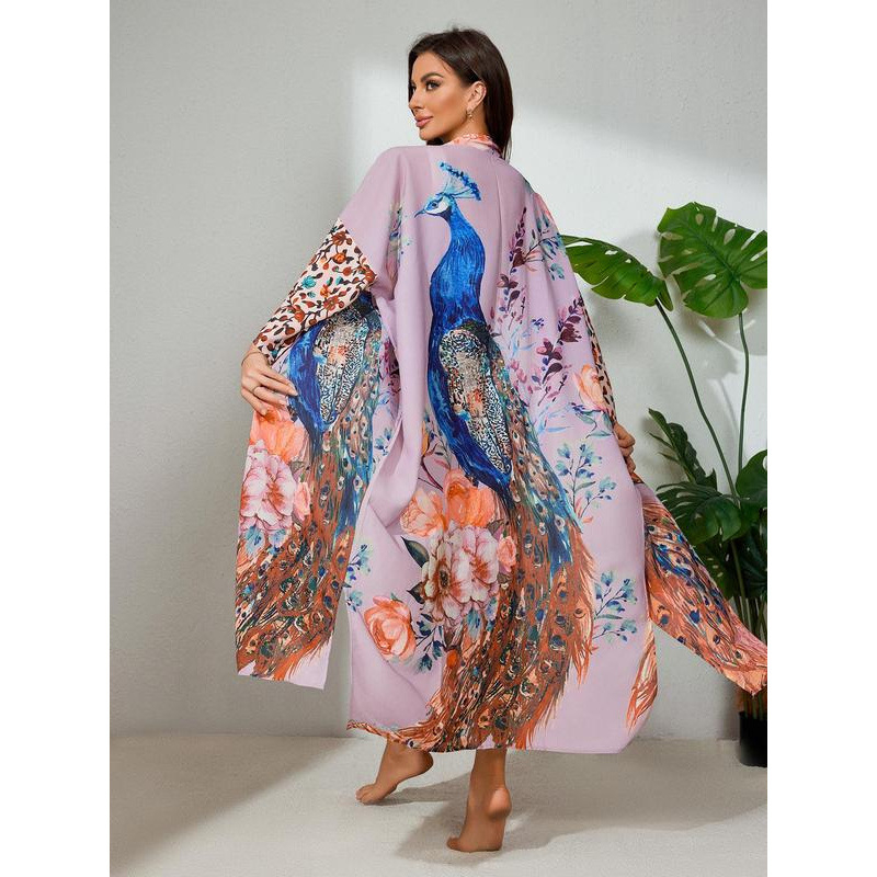 Пижама боди с принт пауни и цветя, талия обвивка, 100% найлон, пуснато през 2014 г. или по-рано, пролет