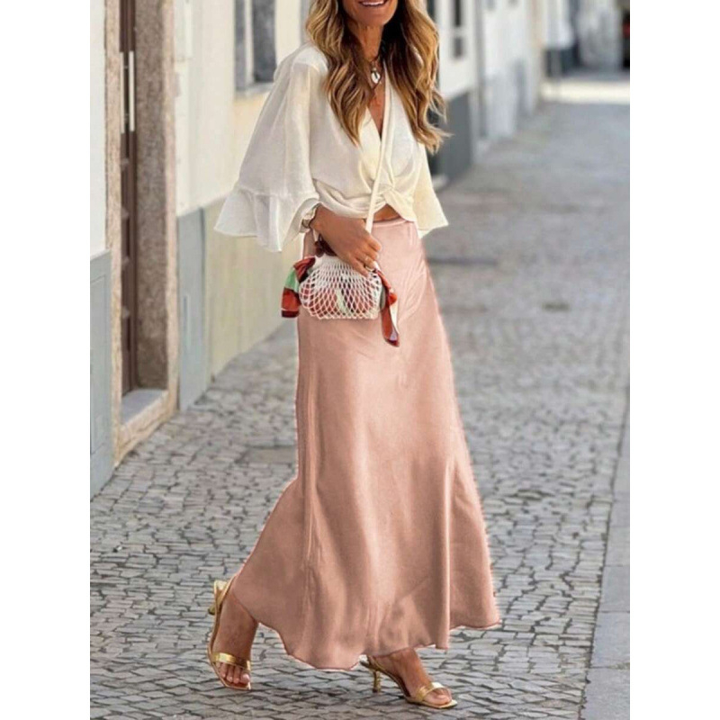 Φούστα γοργόνα μακριά, μονόχρωμη, ρετρό στυλ; ύφασμα: βαμβάκι φυσικού χρώματος; σύνθεση: CVC; ελαφριά ελαστικότητα