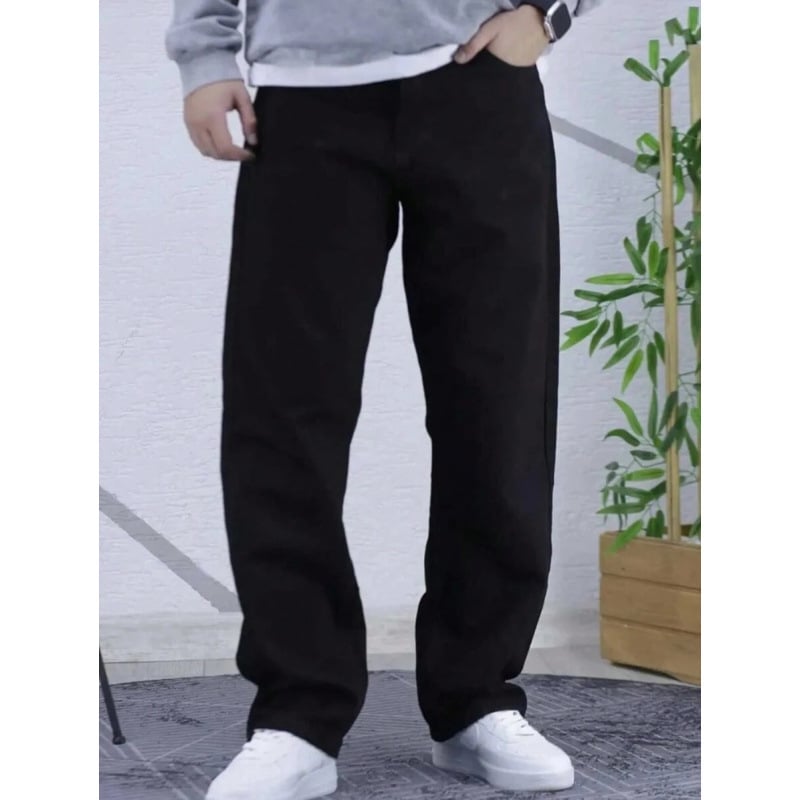 Τζιν παντελόνια, Πλυμένα, Ευθεία γραμμή, Χαλαρή εφαρμογή, Με επένδυση φλίς