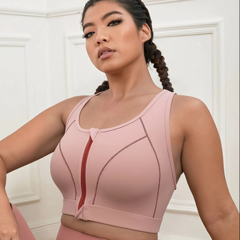 Αθλητικό τοπ γιόγκα με φερμουάρ και μπλοκ σε χρώματα, αποσπώμενες επένδυσεις στήθους, ύφασμα πολυεστέρα-σπαντέξ, κυκλική σχεδίαση cups, καθολική εφαρμογή