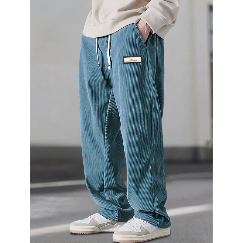 Ανδρικά τζιν με ίσια γραμμή από ντενίμ, ίνες μπαμπού, ελαστική μέση, χωρίς τσαλάκωμα