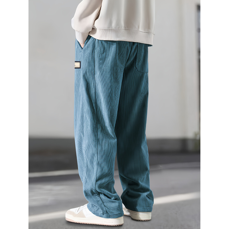 Ανδρικά τζιν με ίσια γραμμή από ντενίμ, ίνες μπαμπού, ελαστική μέση, χωρίς τσαλάκωμα