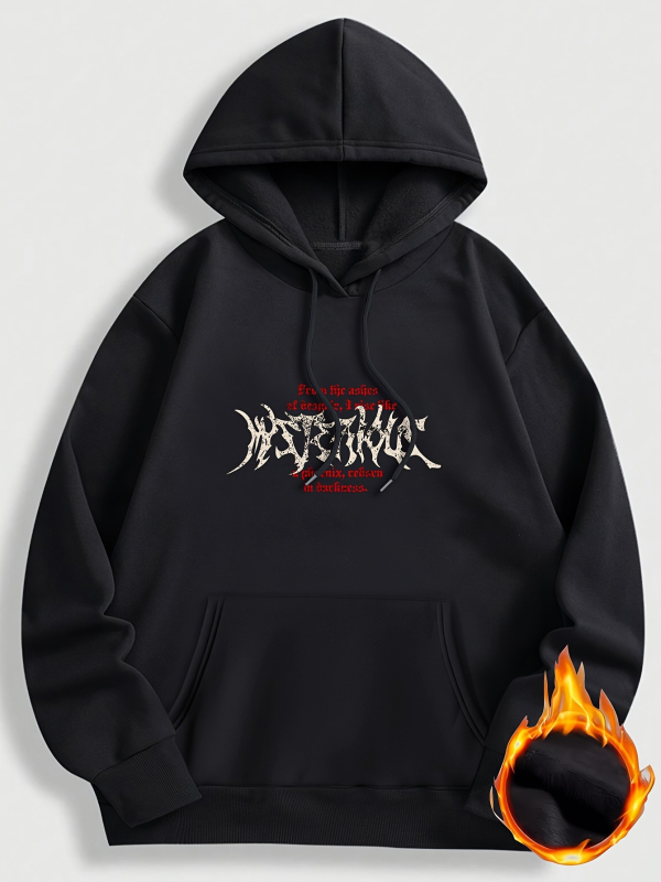 Džemperis su gobtuvu su priekine ir nugarine skeletinių raidžių spauda, ilgomis rankovėmis, ultra trumpas ilgis (≤40 cm), poliesteris