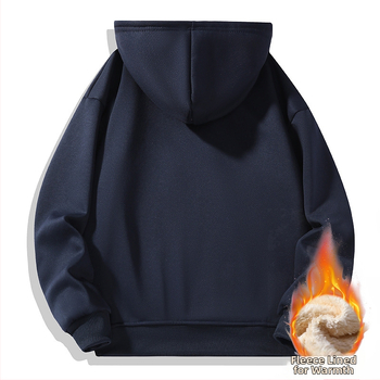 Ανδρικό φλις επενδυμένο φούτερ με κουκούλα και μισό φερμουάρ, μακριά μανίκια, μονόχρωμο, ιαπωνικό ρετρό στυλ