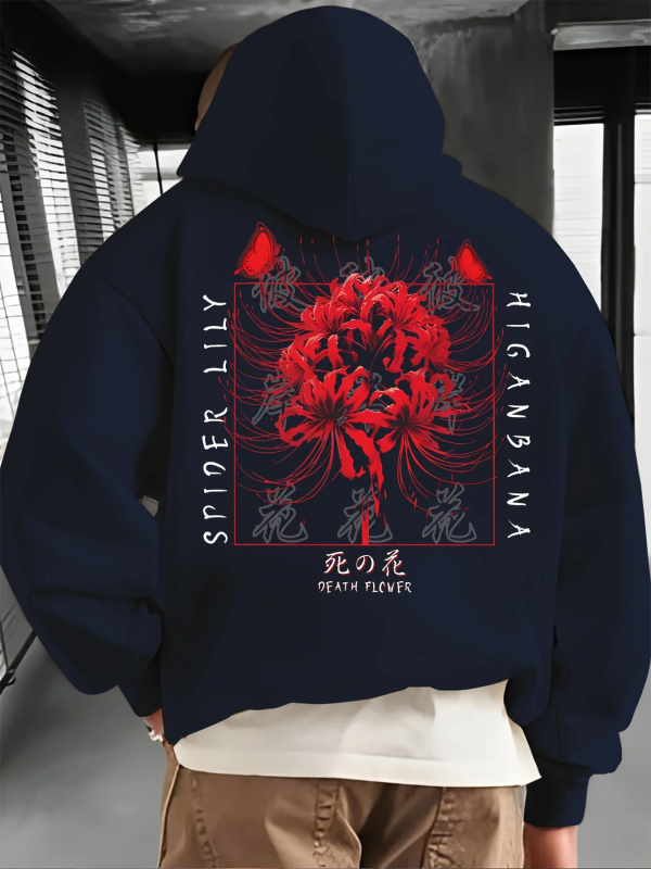 Hanorac cu glugă, imprimare retro-literară, guler rotund, poliester 96%+