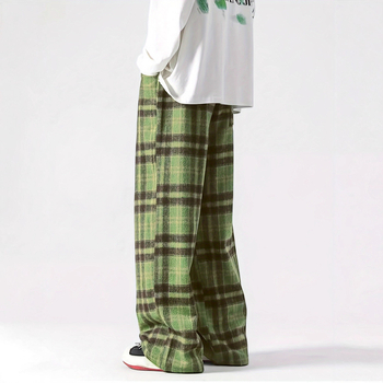 Kasdienės sportinės kelnės, laisvas kirpimas, languotas raštas, vidurio juosmens su raišteliu, ilgos kelnės, poliesterio pluošto mišinys