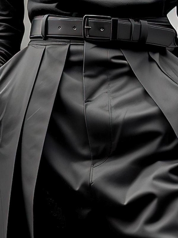 Ανδρικά casual παντελόνια με φερμουάρ, φαρδιά γραμμή, Capri μήκος, ψηλή μέση