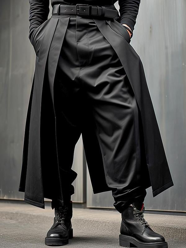 Vyrų kasdieninės kelnės su užtrauktuku, plačios kelnės, Capri ilgis, aukštas juosmuo