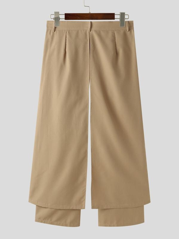 Vyrų kasdieninės kelnės su užtrauktuku, plačios kelnės, Capri ilgis, aukštas juosmuo