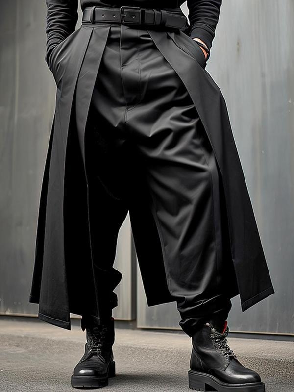 Vyrų kasdieninės kelnės su užtrauktuku, plačios kelnės, Capri ilgis, aukštas juosmuo