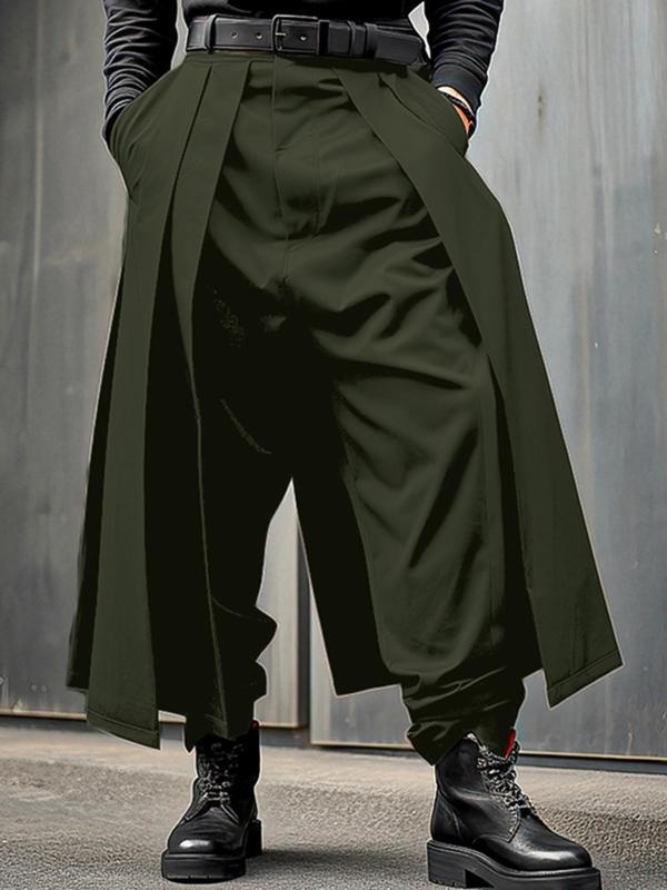 Vyrų kasdieninės kelnės su užtrauktuku, plačios kelnės, Capri ilgis, aukštas juosmuo