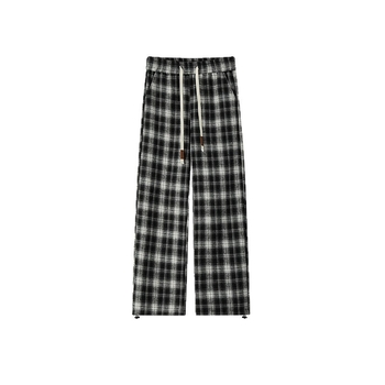 Ikdienas bikses ar rūtuņu rakstu, Korejas stila, taisnas piegriezums, augsta josta, garas bikses (rudens 2025)