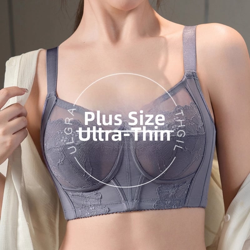 Krūšturis ar ultra plāniem formētajiem kausiem, bezšuvju push-up, lielām krūtīm, neilona audums, fiksētas dubultās siksnas