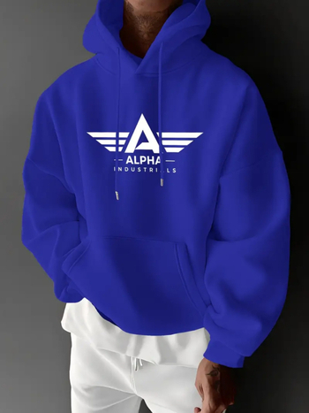 Φούτερ με κουκούλα, εκτύπωση αγγελικών γραμμάτων, βαμβακο-πολυεστερική μίξη, τσέπη 3D, καθημερινό στυλ