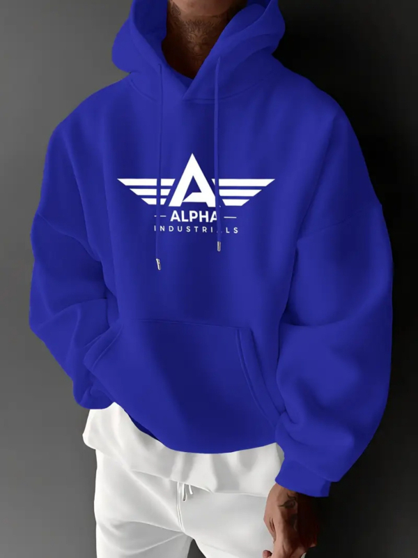 Kapučių džemperis su angelo raidžių spauda, medvilnės-poliesterio mišinys, 3D kišenė, kasdieninis stilius