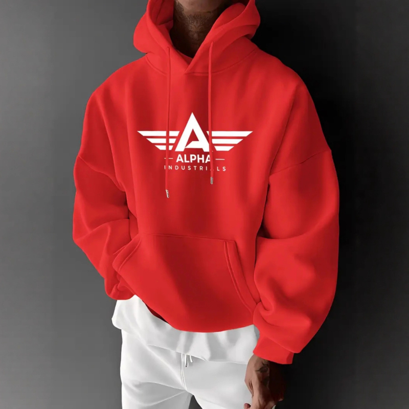 Kapučių džemperis su angelo raidžių spauda, medvilnės-poliesterio mišinys, 3D kišenė, kasdieninis stilius