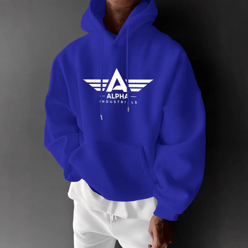 Kapučių džemperis su angelo raidžių spauda, medvilnės-poliesterio mišinys, 3D kišenė, kasdieninis stilius