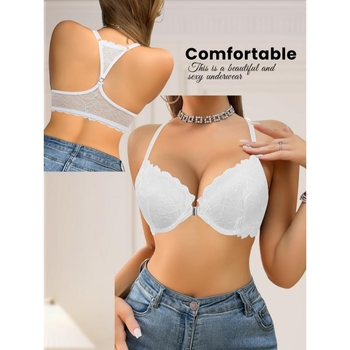 Σετ δαντελένιου σουτιέν με Push-Up, κύριο ύφασμα νάιλον, επένδυση βαμβάκι, Cup τύπος Rabbit Ear, μη μορφοποιημένος κύπελλος, Κλασικό, Πολυτελής στυλ