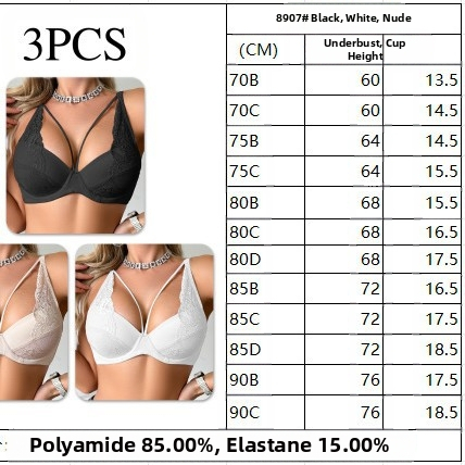 Push-Up сутиен с пълна чашка, фиксирани двойни презрамки, задна двойна кука и закопчаване (Материя: нейлон 80–90%; Подплата: спандекс; Чашка: пълна; Тип чашка: тънко формована)