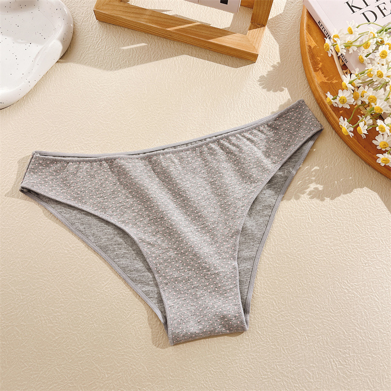 Medvilninės moterų kelnaitės su taškuotu raštu, vidurio juosta, antibakterinės, pilvo kontrole