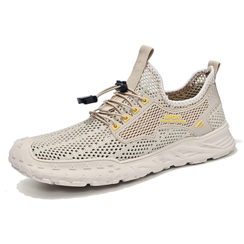 Ανδρικά αναπνεύσιμα παπούτσια από δίχτυ, με ελαστικό λουράκι κλεισίματος, σόλα από καουτσούκ, τετράγωνη μύτη, καλοκαίρι