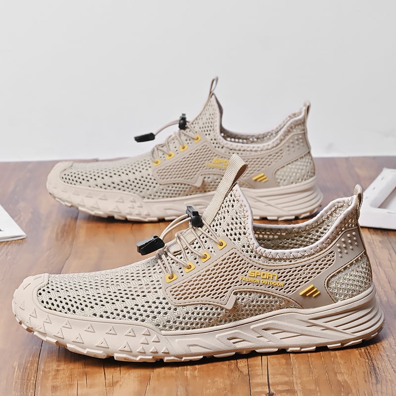 Elpojošas vīriešu tīkla sporta kurpes ar elastīgu aizdari, gumijas zole, kvadrātveida purngals, vasara