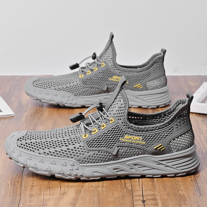 Elpojošas vīriešu tīkla sporta kurpes ar elastīgu aizdari, gumijas zole, kvadrātveida purngals, vasara