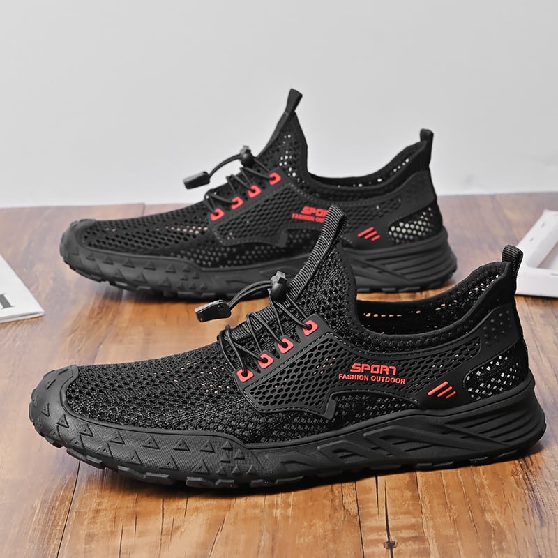 Elpojošas vīriešu tīkla sporta kurpes ar elastīgu aizdari, gumijas zole, kvadrātveida purngals, vasara