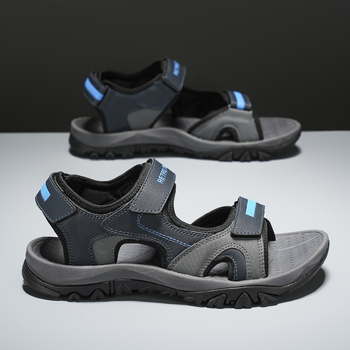 Ανδρικά καλοκαιρινά σανδάλια, με επάνω μέρος από συνθετικό PU, κλείσιμο Velcro, παραλιακό στυλ, σόλα από καουτσούκ