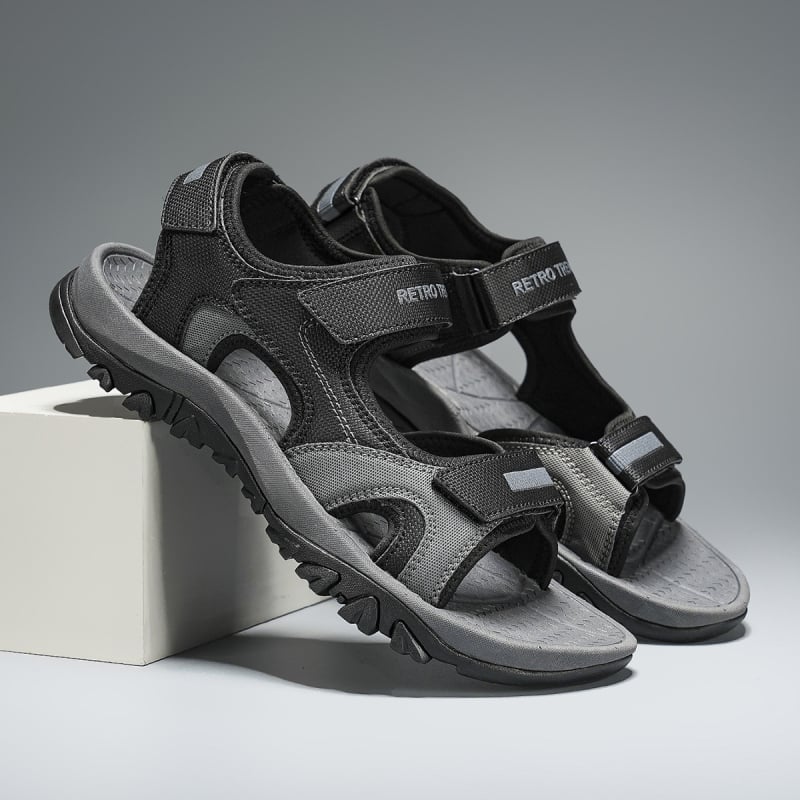 Vīriešu vasaras pludmales sandales ar mākslīgu PU augšpusi, Velcro aizdare, pludmales stils, gumijas zole