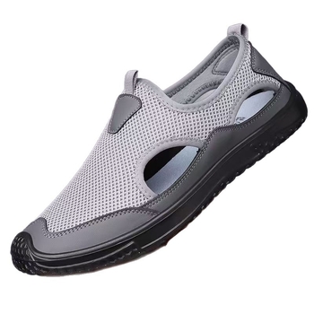 Vīriešu sandales ar tīklu augšdaļu, Slip-On, elpojošas, pretslīdes zole, aizvērts pirksts, vasara