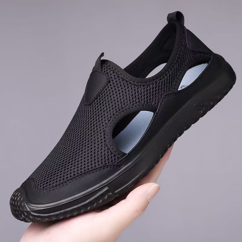 Vīriešu sandales ar tīklu augšdaļu, Slip-On, elpojošas, pretslīdes zole, aizvērts pirksts, vasara