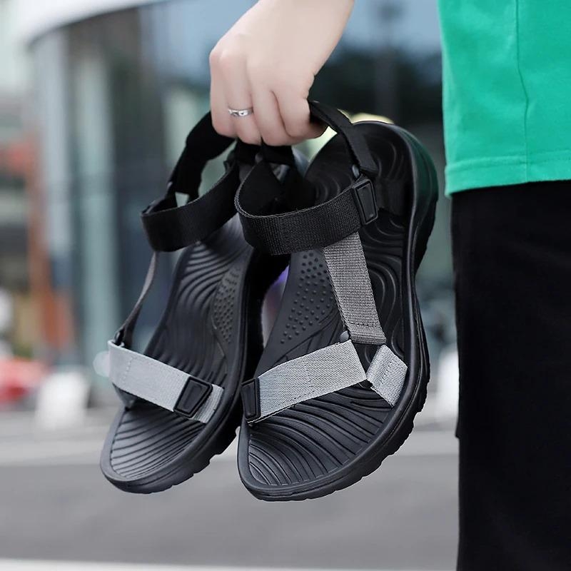 Vīriešu sandales - neslīd, vasaras, āra (Augšējā daļa: Xishi Velvet; Zole: Hemp Braided; Zoles veids: Plakana; Palaišanas laiks: 2024. gada pavasaris; Vecuma grupa: Pieaugušie)