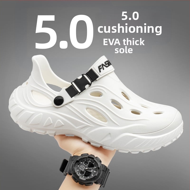 Vīriešu sandales Crocs stilā, vieglas un elpojošas, EVA augšdaļa un zole, apaļš purns, ikdienas stils, vasara 2025, zole izveidota ar injekcijas formēšanu