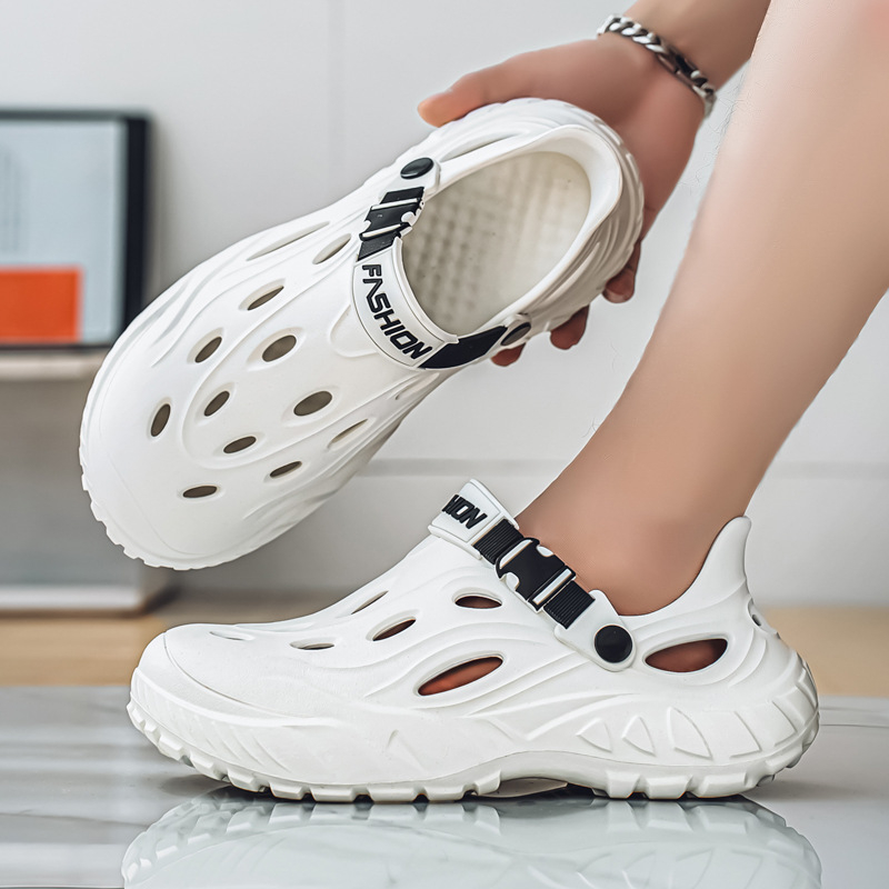 Vīriešu sandales Crocs stilā, vieglas un elpojošas, EVA augšdaļa un zole, apaļš purns, ikdienas stils, vasara 2025, zole izveidota ar injekcijas formēšanu